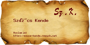 Szűcs Kende névjegykártya
